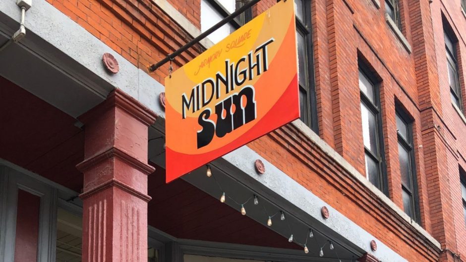 Midnight Sun sign on South Franklin Street in downtown Syracuse.