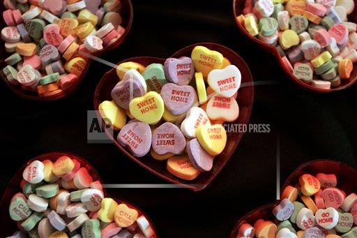 Colorful heart-shaped conversational candies