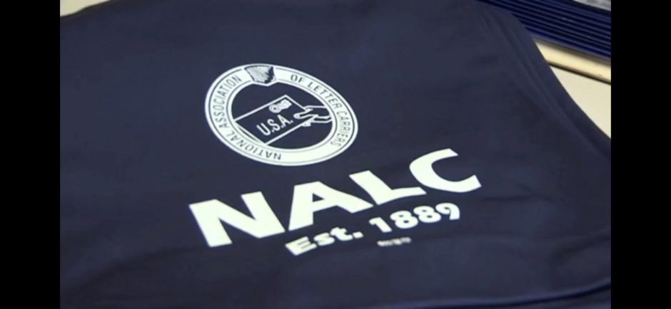 Blue bag with NALC in white on it