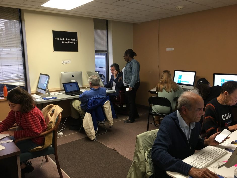 Volunteers for Dana Balter making phone calls to potential voters
