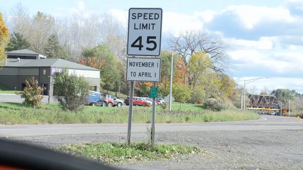 This is a picture of the new speed limit on Onondaga Lake Parkway.