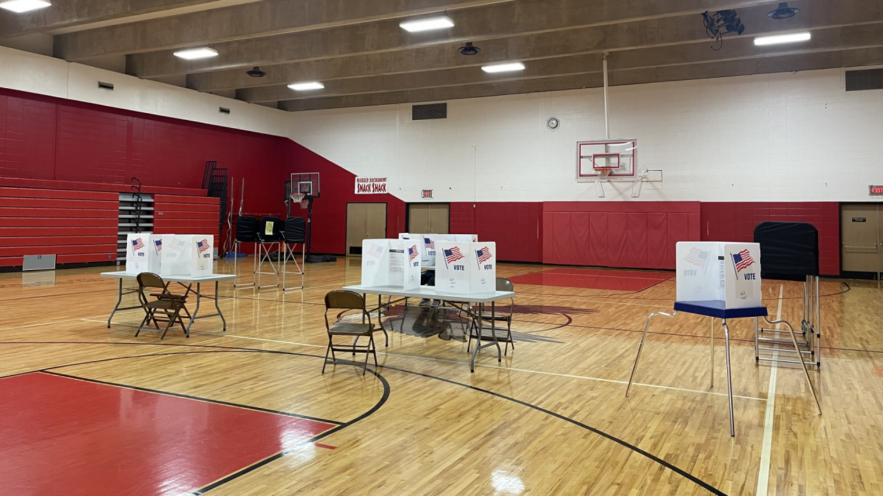 The gym at Blessed Sacrament School was surprisingly empty during polling hours