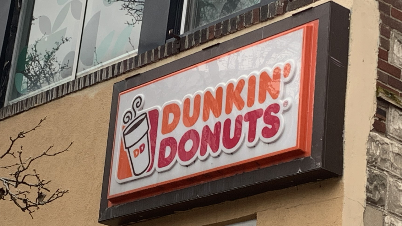 Logo of Dunkin' from the Marshall Street location in Syracuse, NY