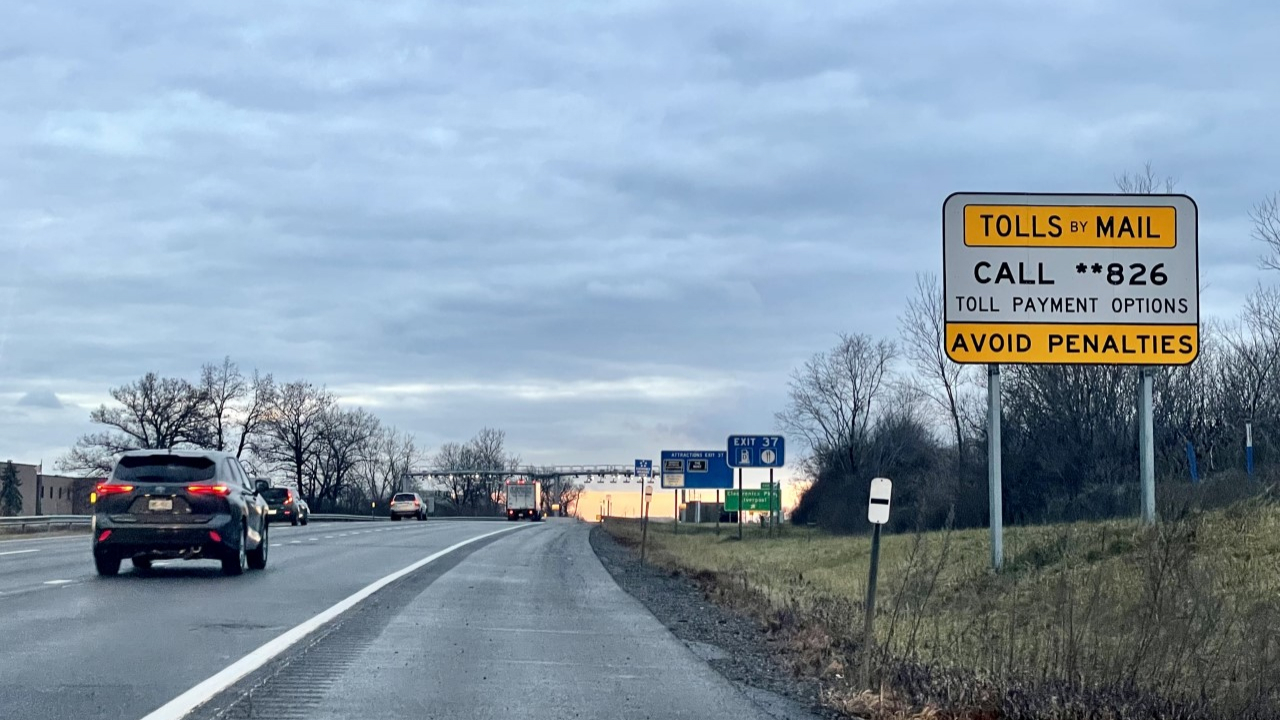 toll signs near the NYS Thruway