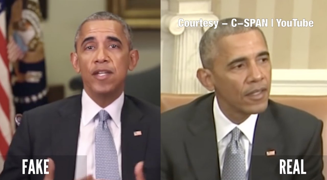 Side-by-side comparison of fake and real Barack Obama