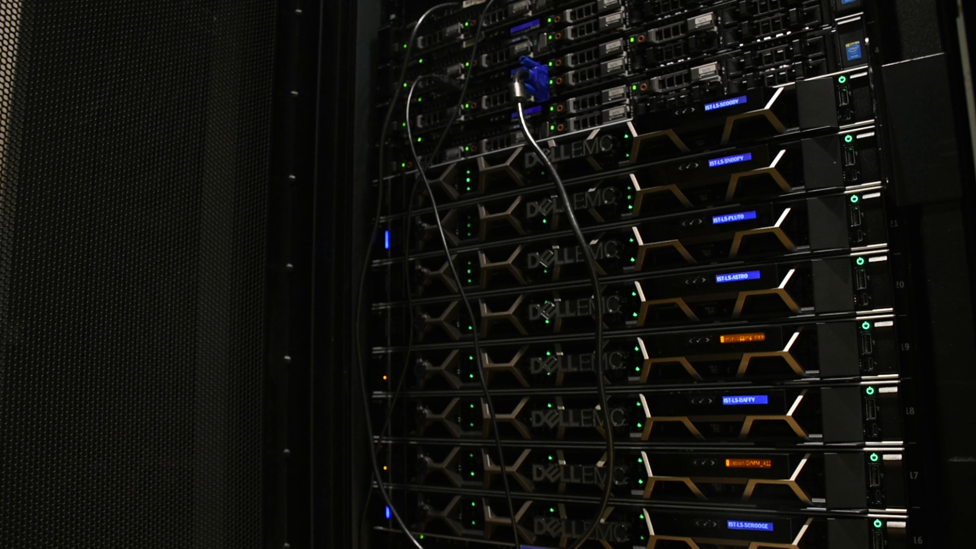 A rack of computer servers.